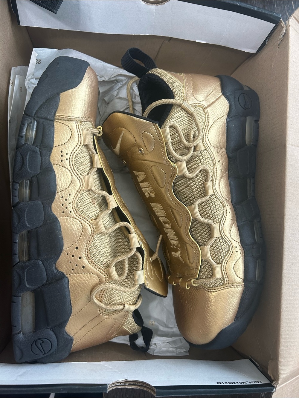 Men's Nike Air Money Athletic Sneakers in Metallic Gold